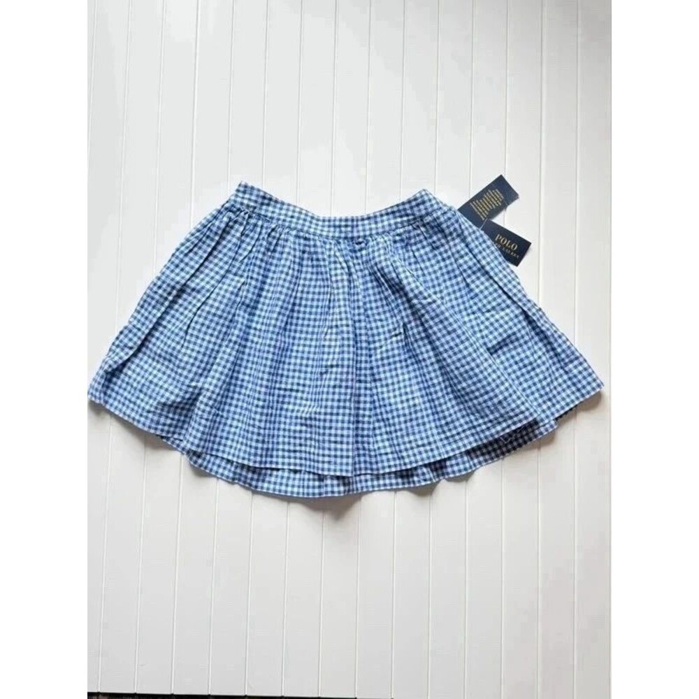 NWT Preppy Ralph Lauren Blue Plaid Gingham Skirt